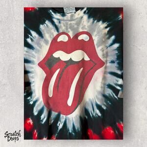Vintage Fruit of the Loom Rolling Stones Tie-Dye T-Shirt Size XL Retro Band Tee